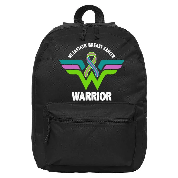 Metastatic Breast Cancer Warrior Ribbon 16 in Basic Backpack