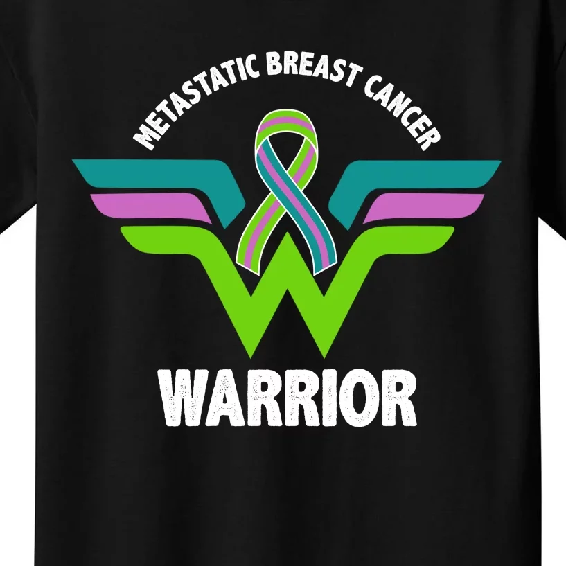 Metastatic Breast Cancer Warrior Ribbon Kids T-Shirt