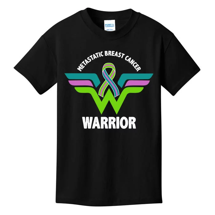 Metastatic Breast Cancer Warrior Ribbon Kids T-Shirt