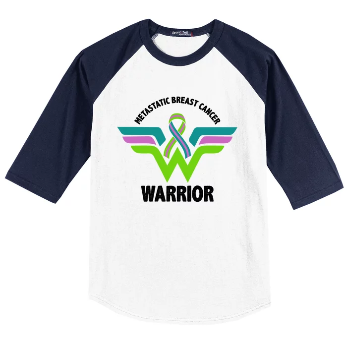 Metastatic Breast Cancer Warrior Ribbon Baseball Sleeve Shirt