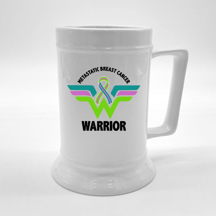 Metastatic Breast Cancer Warrior Ribbon Front & Back Beer Stein