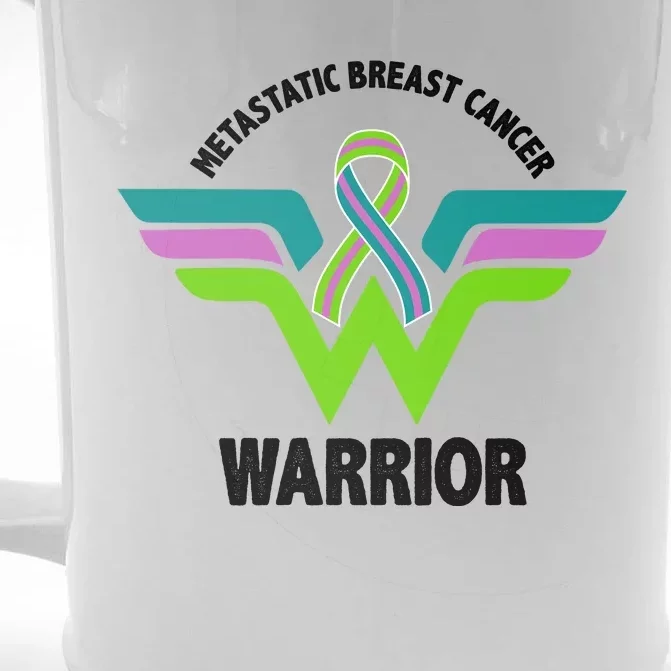 Metastatic Breast Cancer Warrior Ribbon Front & Back Beer Stein