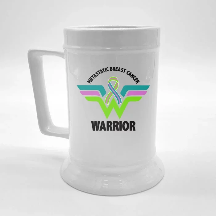 Metastatic Breast Cancer Warrior Ribbon Front & Back Beer Stein