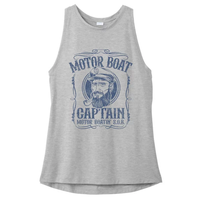 Motor Boat Captain Funny Pontoon Boating Motor Boatin Lake Ladies Tri-Blend Wicking Tank