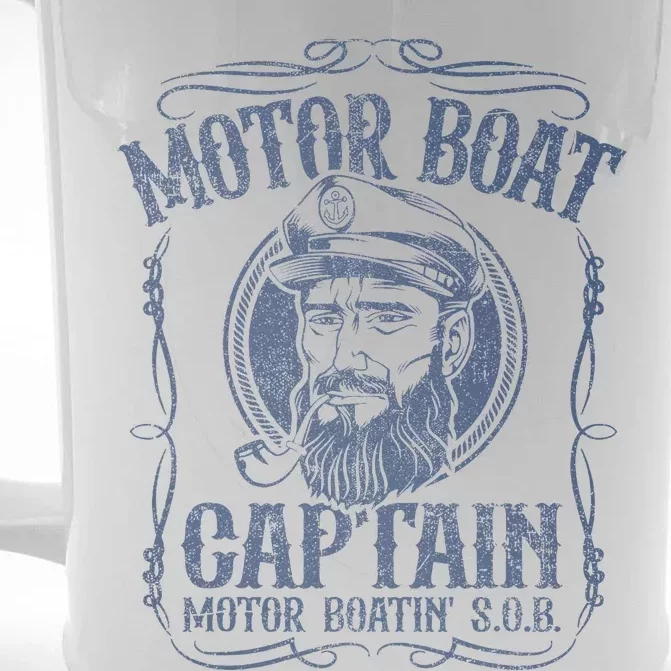 Motor Boat Captain Funny Pontoon Boating Motor Boatin Lake Front & Back Beer Stein