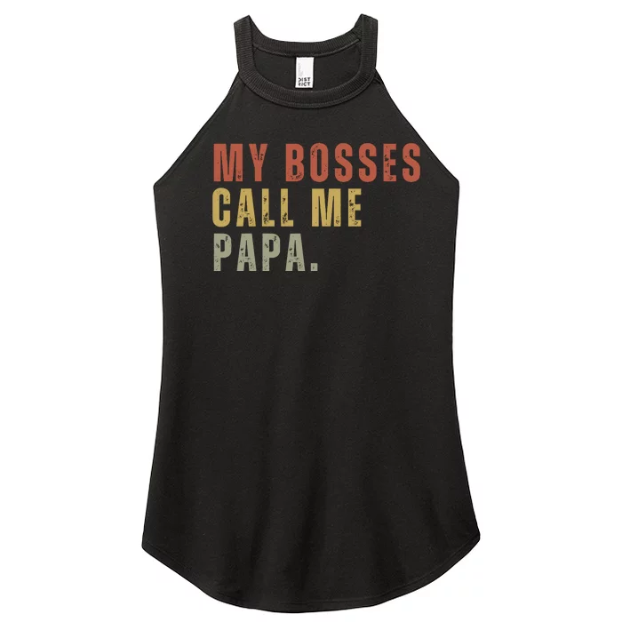 My Boss Calls Me Papa Family Daddy Father Women’s Perfect Tri Rocker Tank