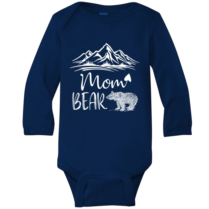 Mom Bear Camping Camp Matching Family Adventure Lovers Gift Baby Long Sleeve Bodysuit