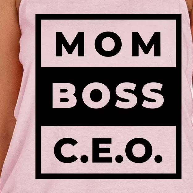 Mom Boss CEO Women's Knotted Racerback Tank