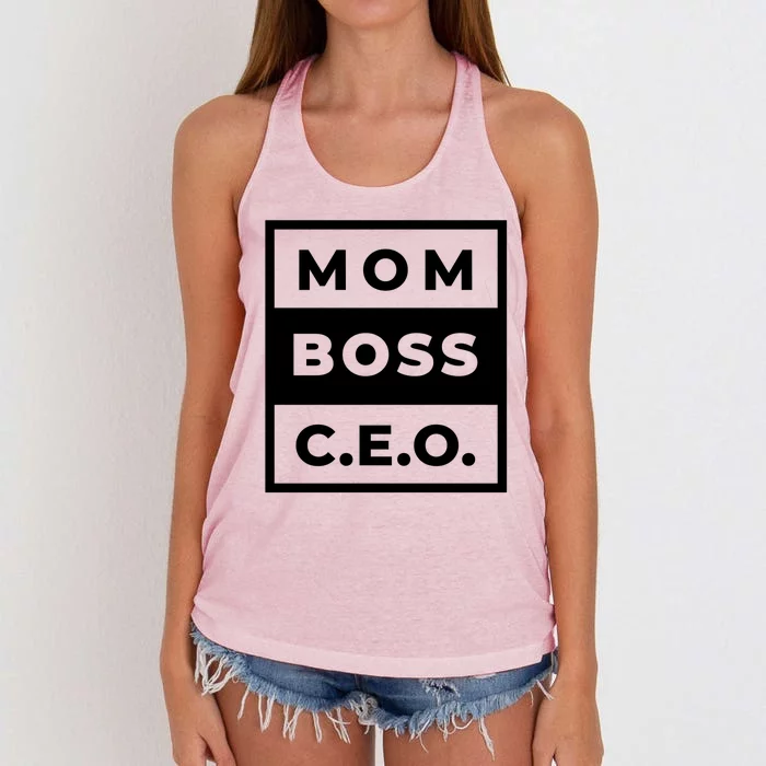 Mom Boss CEO Women's Knotted Racerback Tank