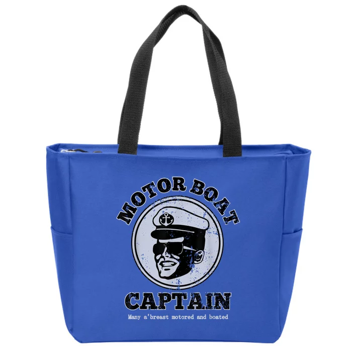 Motor Boat Captain Funny Pontoon Boating Motor Boatin Lake Zip Tote Bag