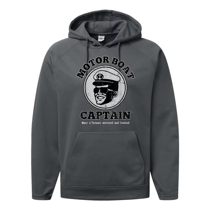 Motor Boat Captain Funny Pontoon Boating Motor Boatin Lake Performance Fleece Hoodie