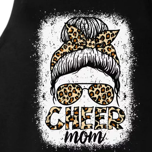 Messy Bun Cheer Mom Leopard Cheerleader Women Mothers Day Ladies Tri-Blend Wicking Tank