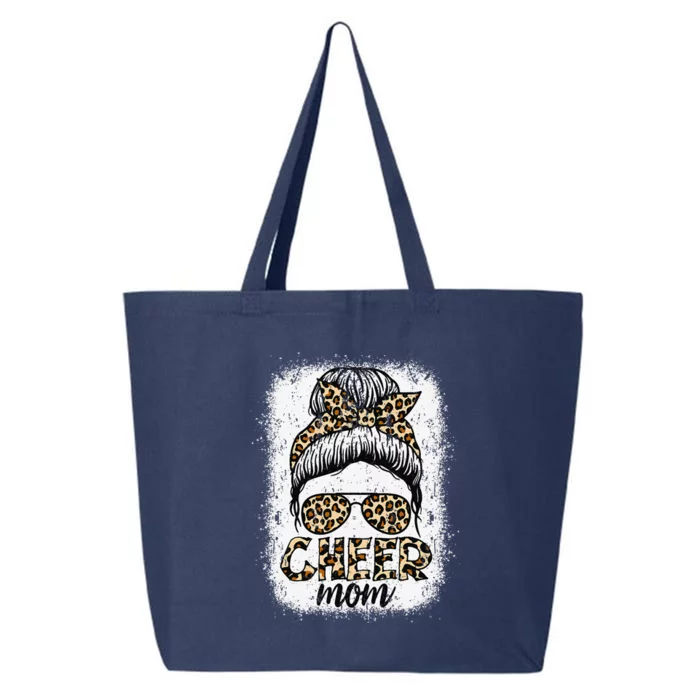 Messy Bun Cheer Mom Leopard Cheerleader Women Mothers Day 25L Jumbo Tote