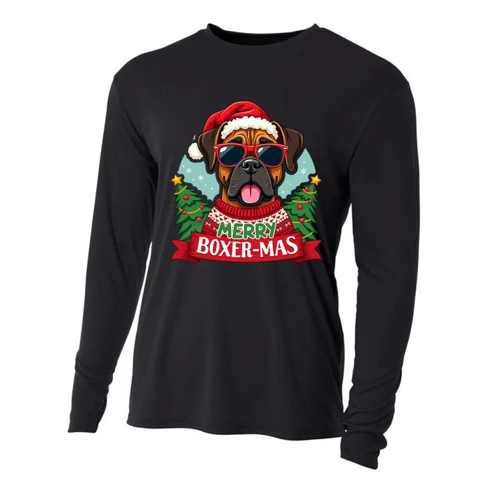 Merry Boxermas Cute Boxer Dog Christmas Cooling Performance Long Sleeve Crew