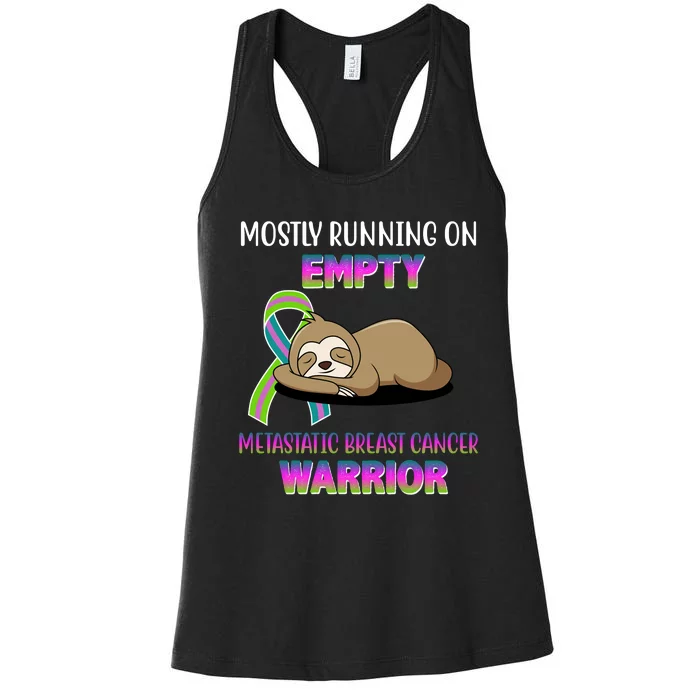 Metastatic Breast Cancer Warrior Awareness Sloth Women's Racerback Tank