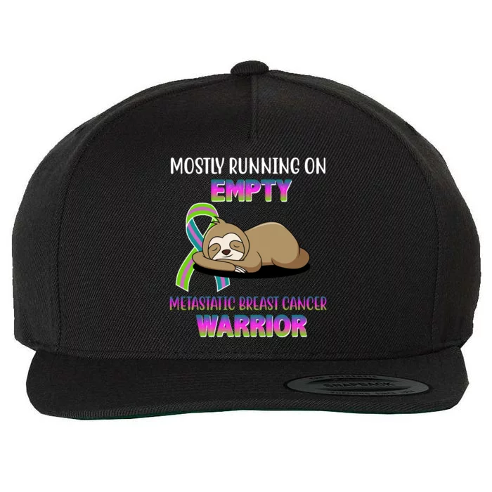 Metastatic Breast Cancer Warrior Awareness Sloth Wool Snapback Cap