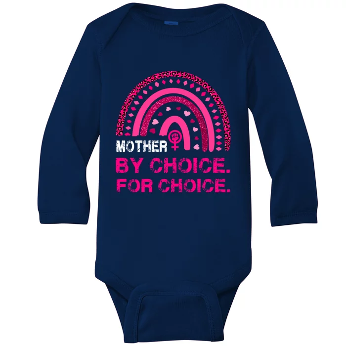 Mother By Choice For Choice Reproductive Right Boho Rainbow Gift Baby Long Sleeve Bodysuit