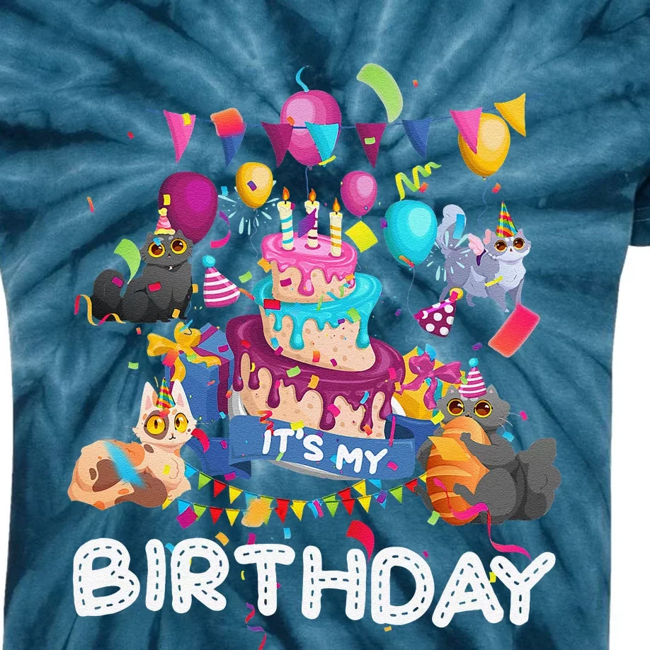 My Birthday Cat And Kitten Party Days Ands Kids Tie-Dye T-Shirt