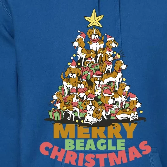 Merry Beagle Christmas Funny Beagle Christmas Tree Gift Premium Hoodie