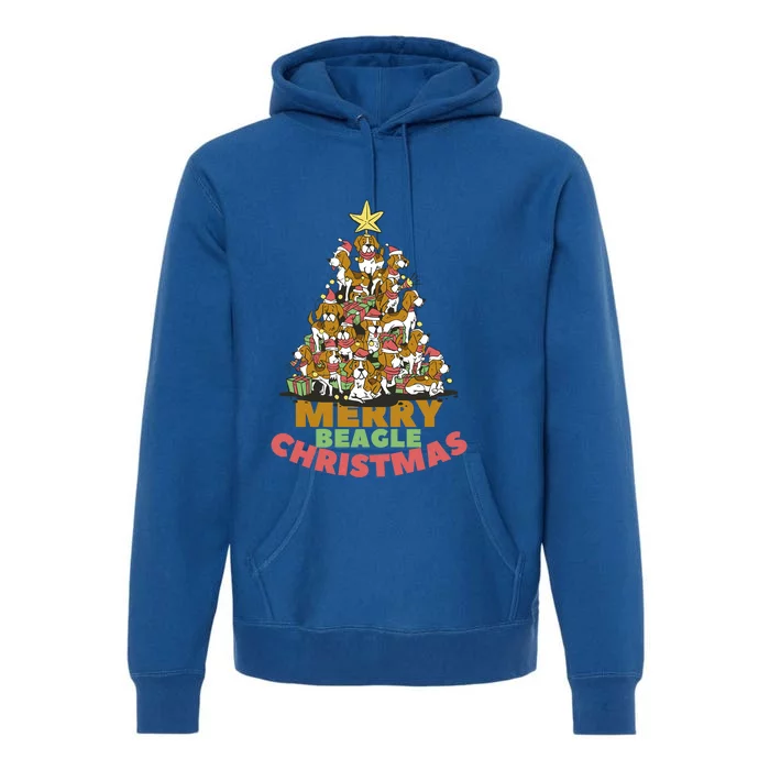 Merry Beagle Christmas Funny Beagle Christmas Tree Gift Premium Hoodie