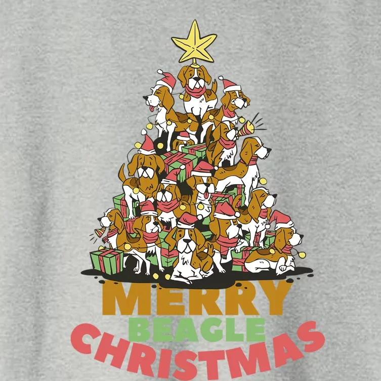 Merry Beagle Christmas Funny Beagle Christmas Tree Gift Women's Crop Top Tee