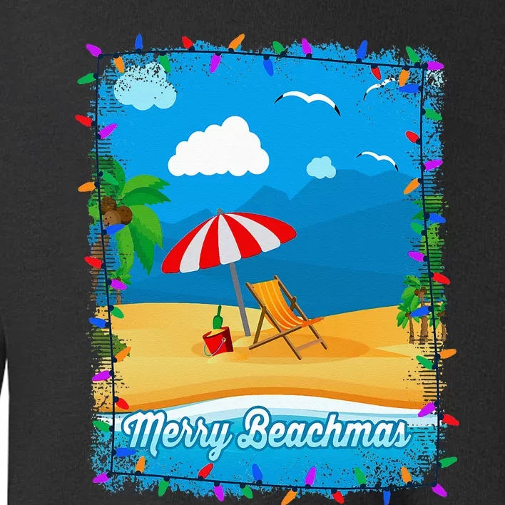 Merry Beachmas Christmas in July Sand Beach Ocean Toddler Sweatshirt