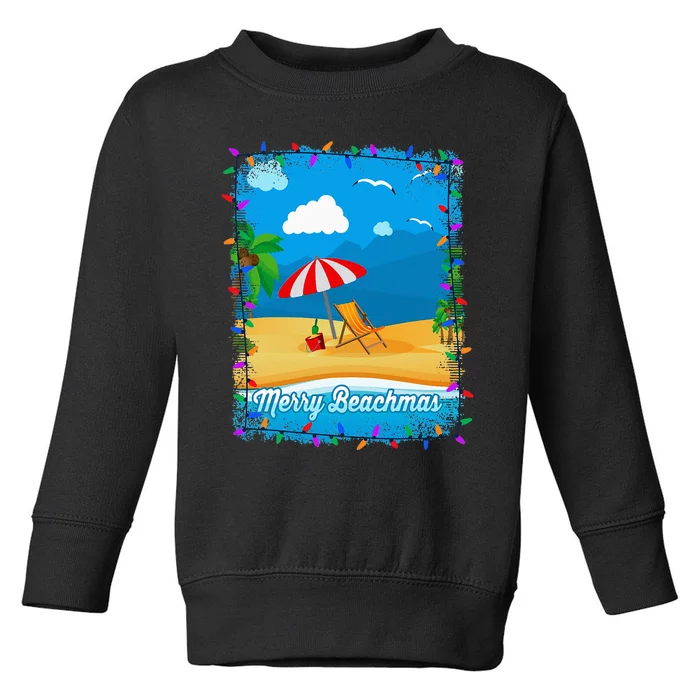 Merry Beachmas Christmas in July Sand Beach Ocean Toddler Sweatshirt