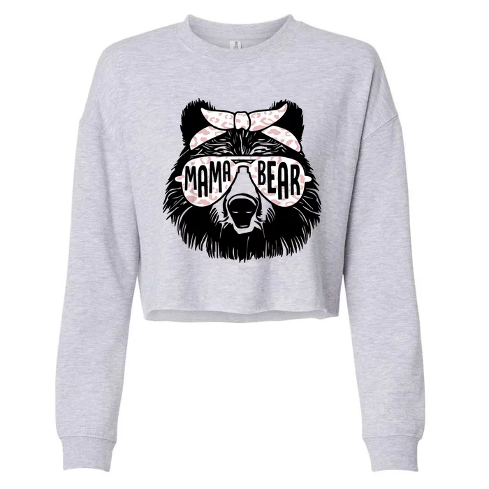 Mama Bear Cute Gift Mom Cropped Pullover Crew