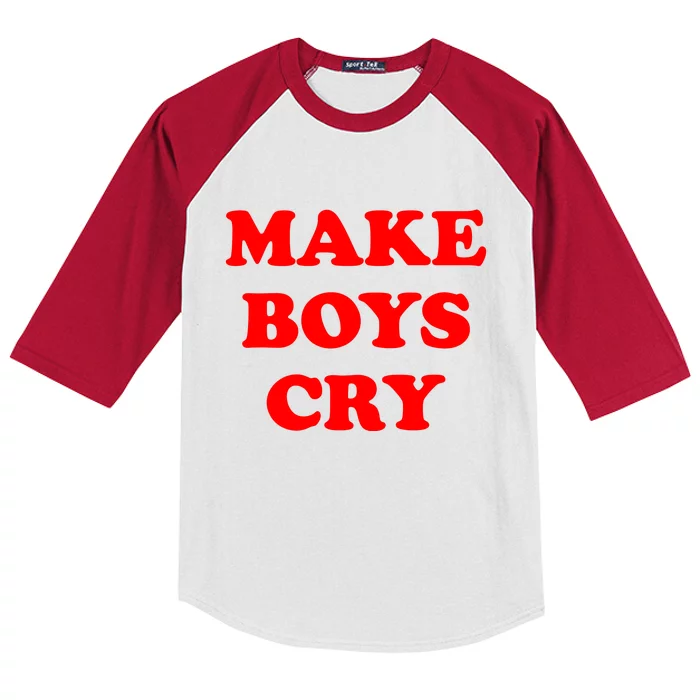 Make Boys Cry Funny Humor Kids Colorblock Raglan Jersey