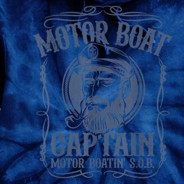 Motor Boat Captain Funny Pontoon Boating Motor Boatin Lake Tie Dye Hoodie