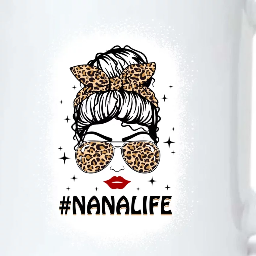 Messy Bun Classy Nana Life Leopard Pattern Shades Bleached Gift Black Color Changing Mug