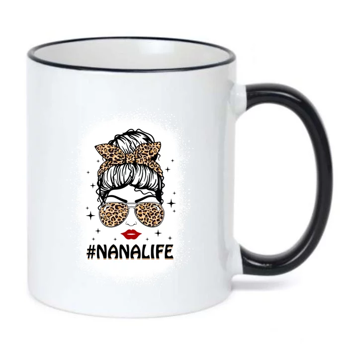 Messy Bun Classy Nana Life Leopard Pattern Shades Bleached Gift Black Color Changing Mug