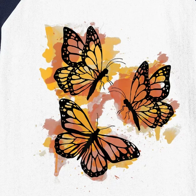 Monarch Butterfly Colourful Butterfly Baseball Sleeve Shirt