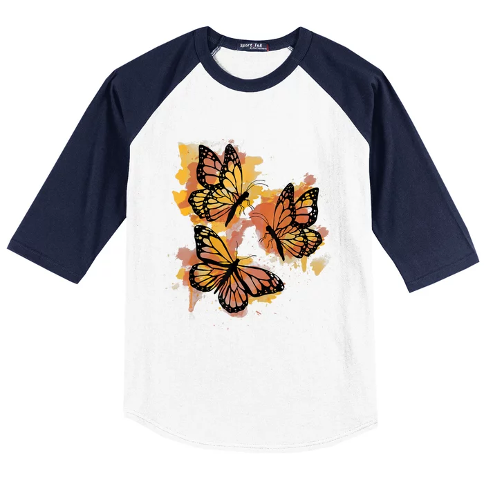 Monarch Butterfly Colourful Butterfly Baseball Sleeve Shirt