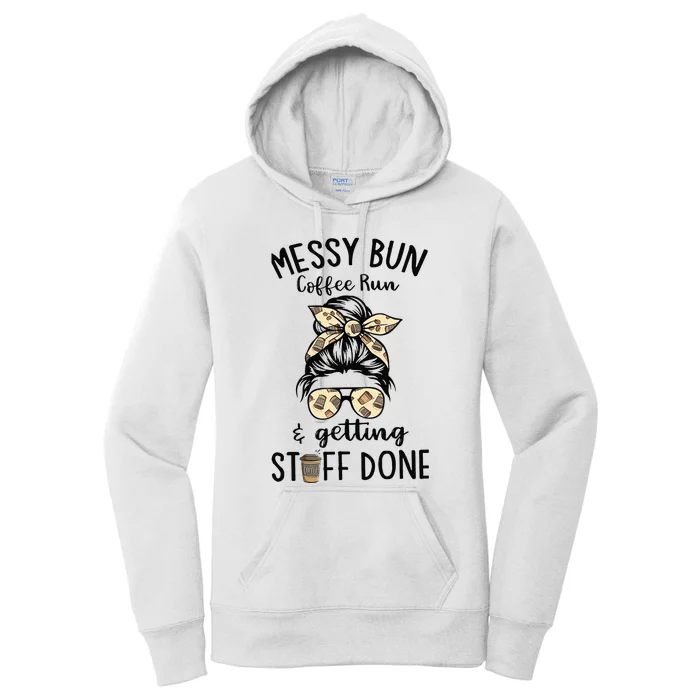 Messy bun coffee run and getting stuff done Women's Pullover Hoodie