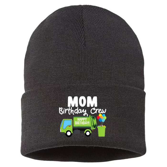 Mom Birthday Crew Garbage Truck Birthday Party Sustainable Knit Beanie