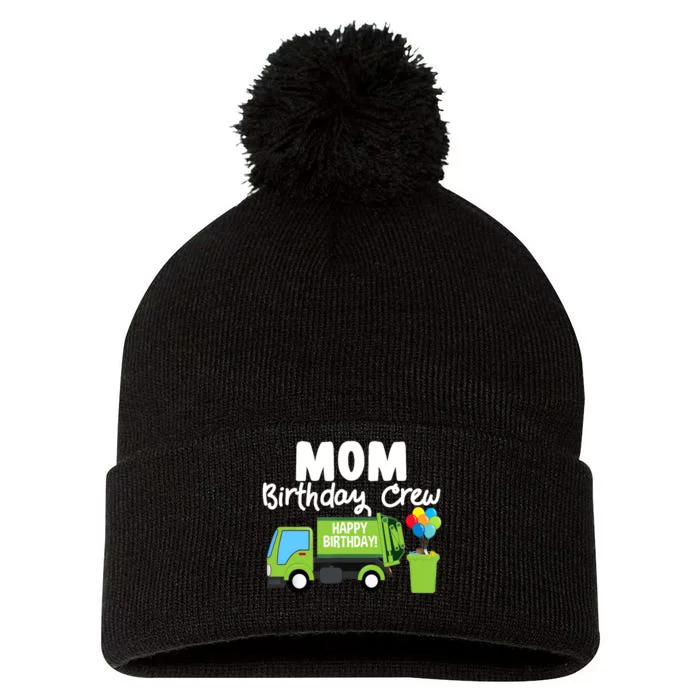 Mom Birthday Crew Garbage Truck Birthday Party Pom Pom 12in Knit Beanie