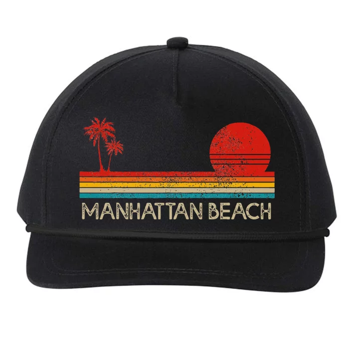 Manhattan Beach California Ca Surfer Retro Sunset Vintage Snapback Five-Panel Rope Hat