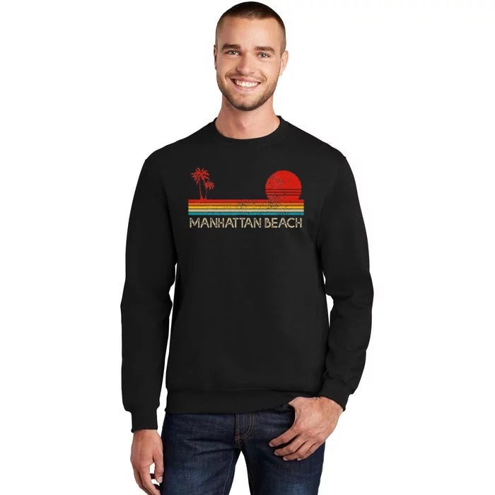 Manhattan Beach California Ca Surfer Retro Sunset Vintage Tall Sweatshirt