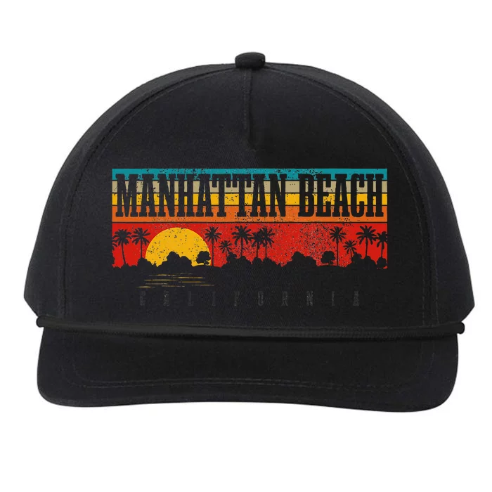 Manhattan Beach California Ca Vintage Sunset Vacation Snapback Five-Panel Rope Hat