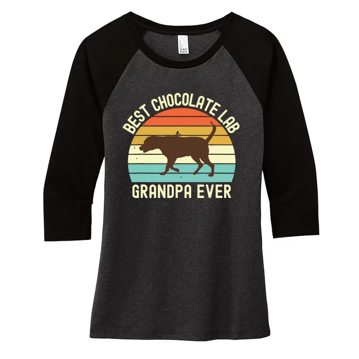 Men Best Chocolate Lab Grandpa Ever Labrador Retriever Vintage Women's Tri-Blend 3/4-Sleeve Raglan Shirt