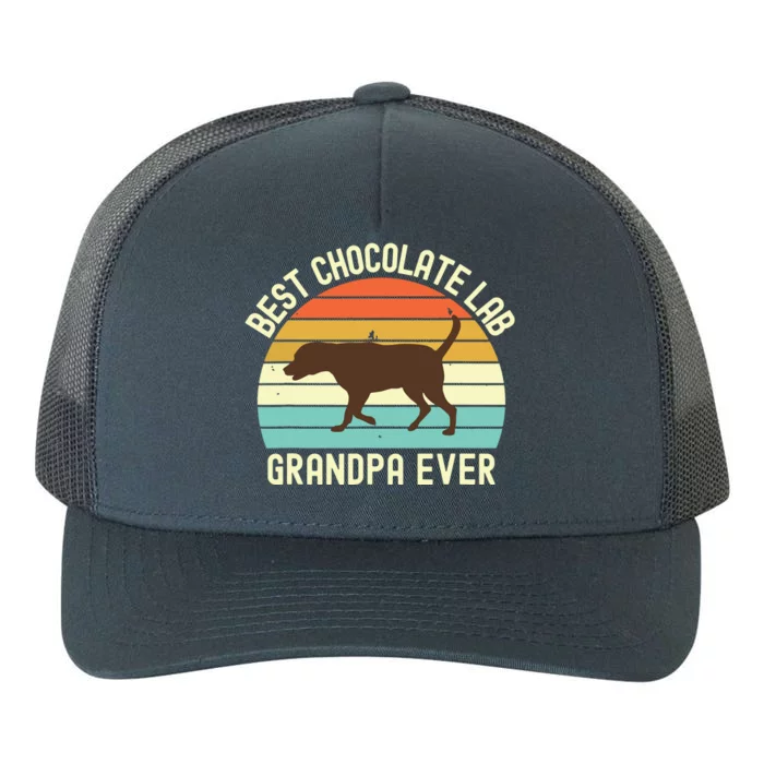 Men Best Chocolate Lab Grandpa Ever Labrador Retriever Vintage Yupoong Adult 5-Panel Trucker Hat