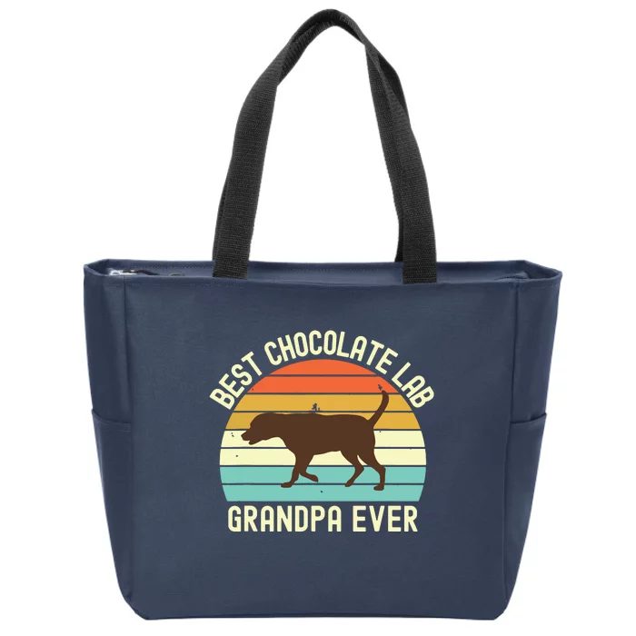 Men Best Chocolate Lab Grandpa Ever Labrador Retriever Vintage Zip Tote Bag