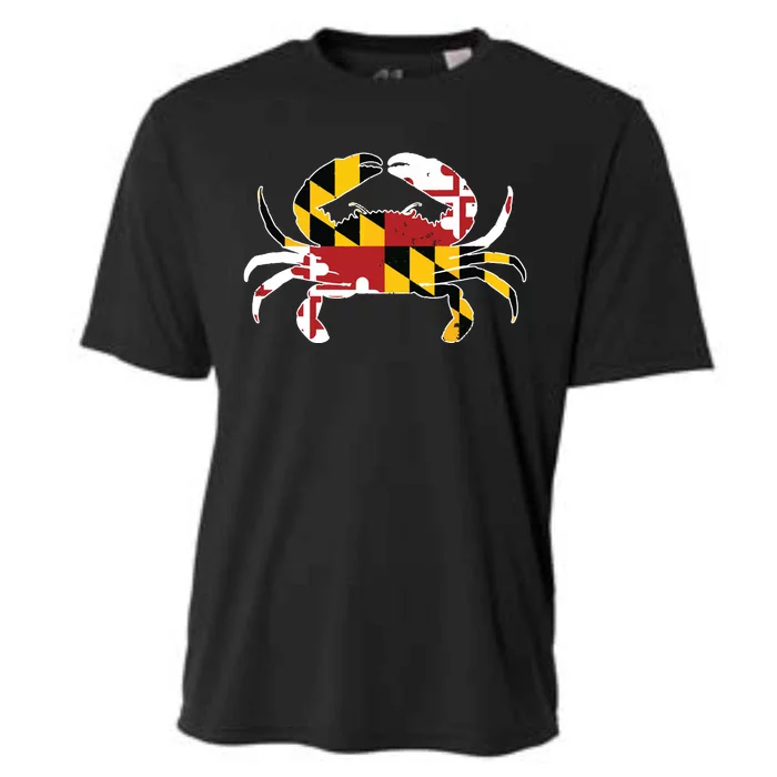 Maryland Blue Crab Vintage Maryland Flag Pride Cooling Performance Crew T-Shirt