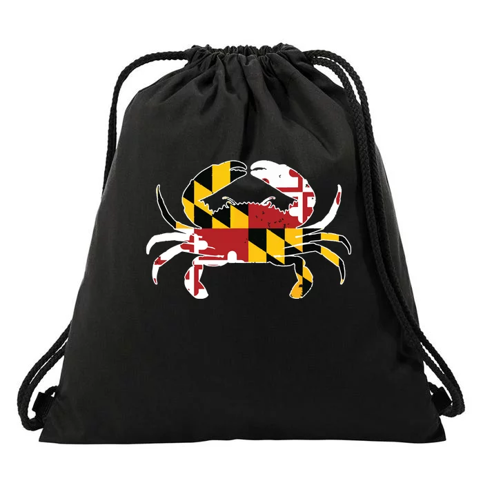 Maryland Blue Crab Vintage Maryland Flag Pride Drawstring Bag