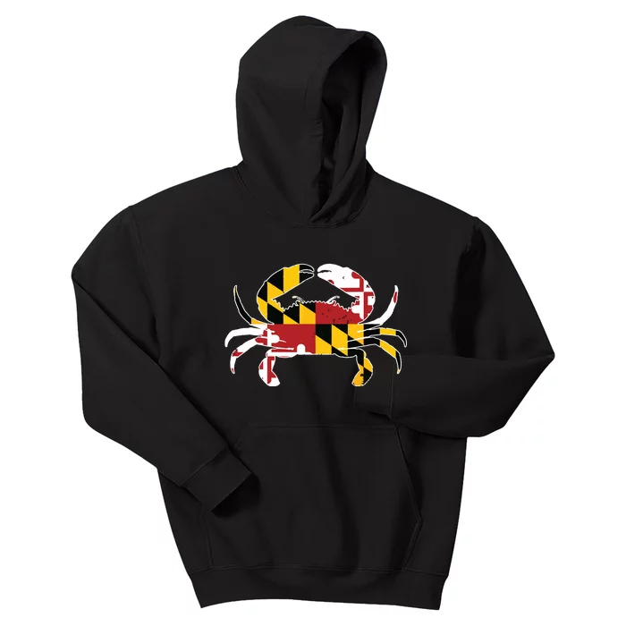 Maryland Blue Crab Vintage Maryland Flag Pride Kids Hoodie