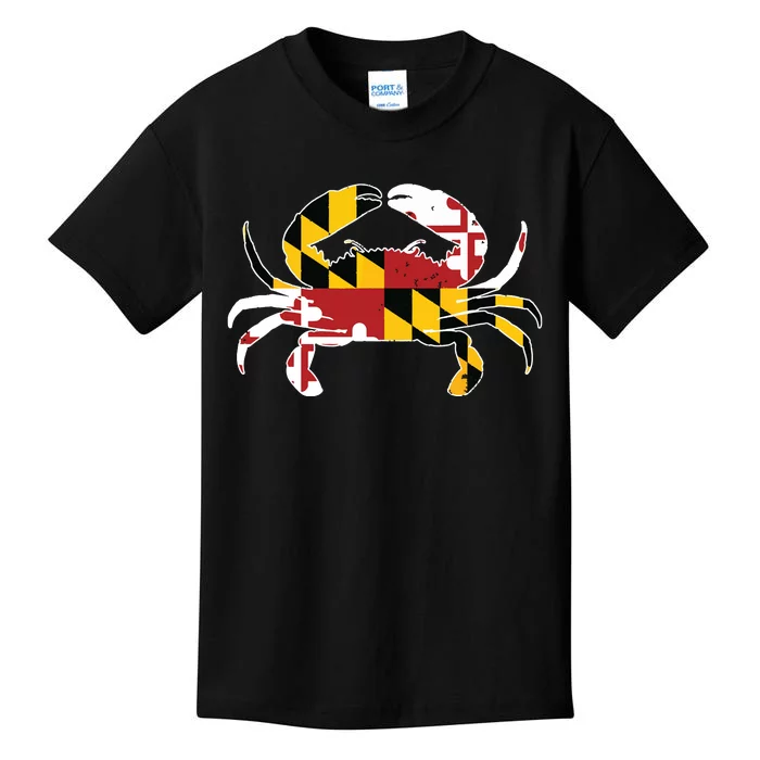 Maryland Blue Crab Vintage Maryland Flag Pride Kids T-Shirt