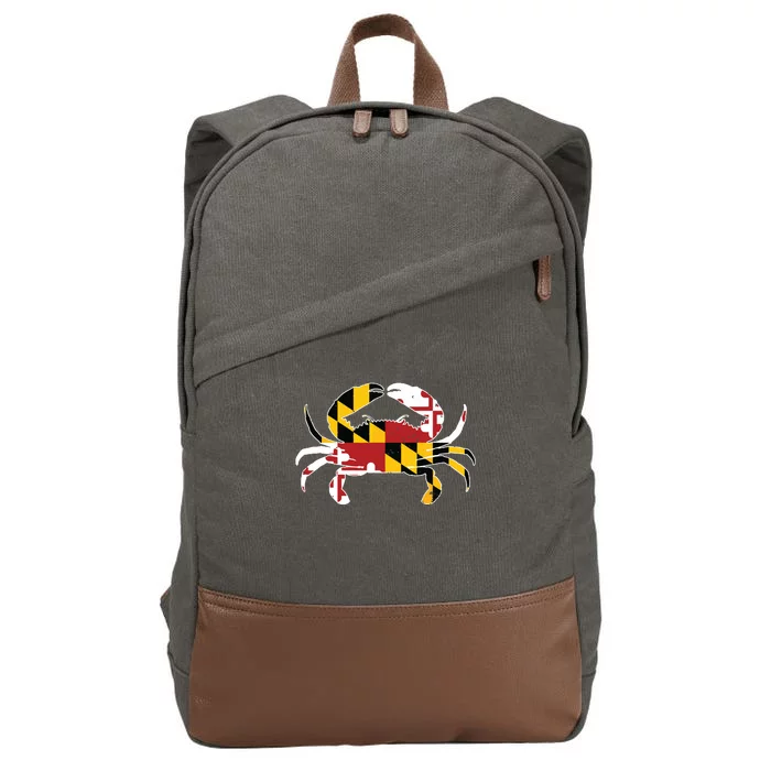 Maryland Blue Crab Vintage Maryland Flag Pride Cotton Canvas Backpack