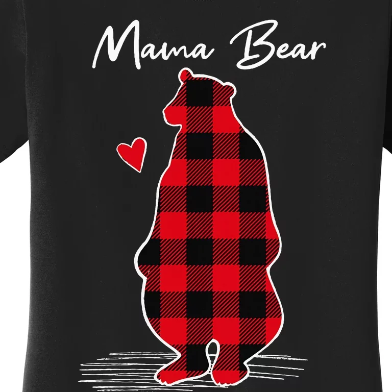 Mama Bear Christmas Pajama Woman Red Buffalo Plaid Women's T-Shirt