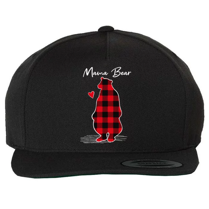 Mama Bear Christmas Pajama Woman Red Buffalo Plaid Wool Snapback Cap